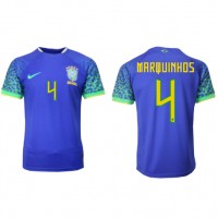 Koszulka piłkarska Brazylia Marquinhos #4 Strój wyjazdowy MŚ 2022 tanio Krótki Rękaw
